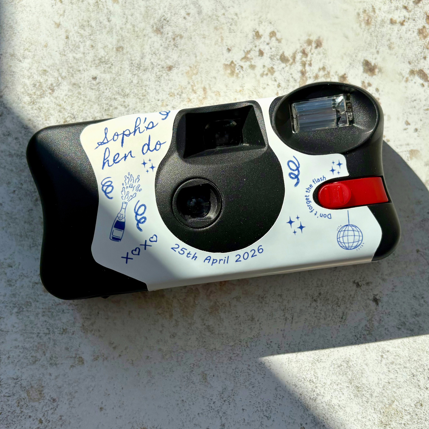 Personalised Blue Line Art Hen Party Camera Wraps for Kodak FunSaver