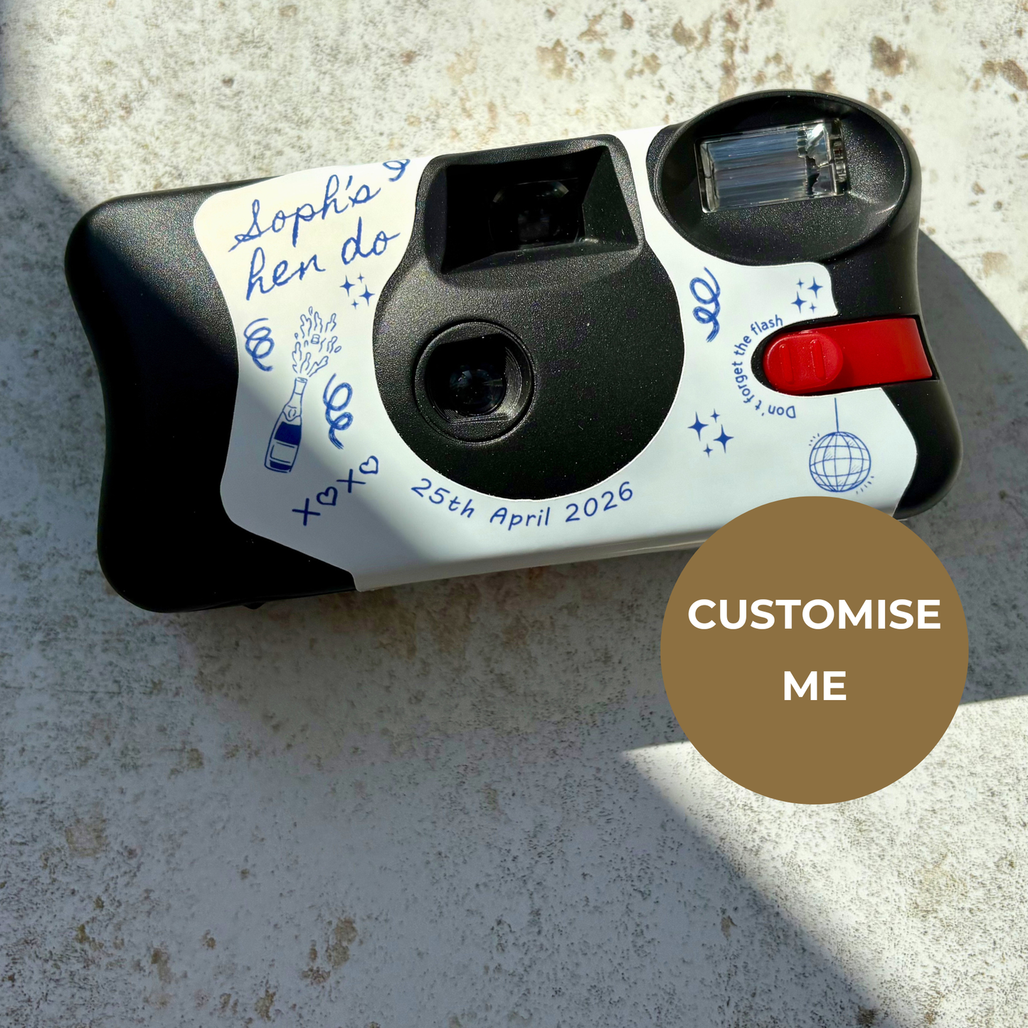 Personalised Blue Line Art Hen Party Camera Wraps for Kodak FunSaver