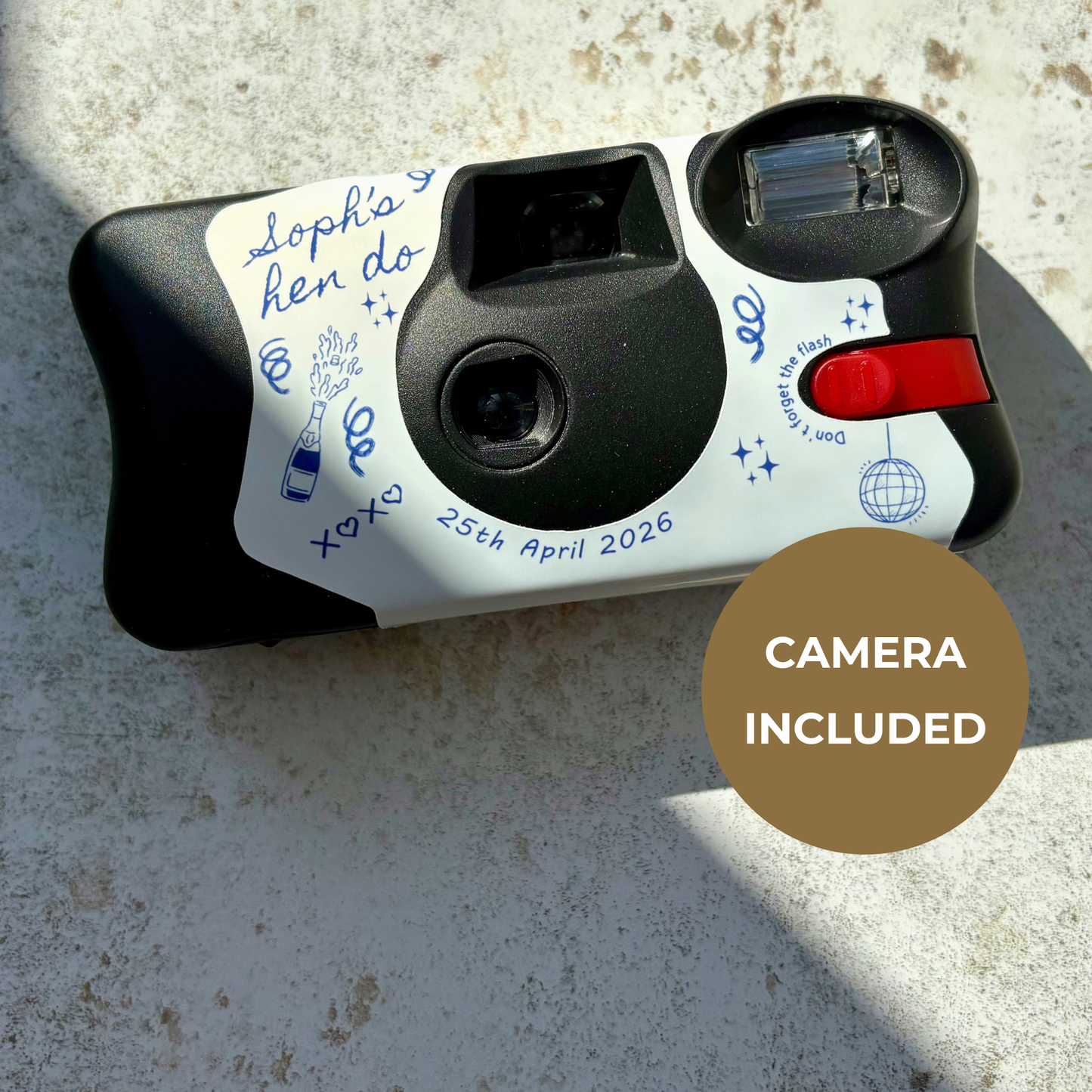 Personalised Blue Line Art Hen Party Camera Wraps for Kodak FunSaver