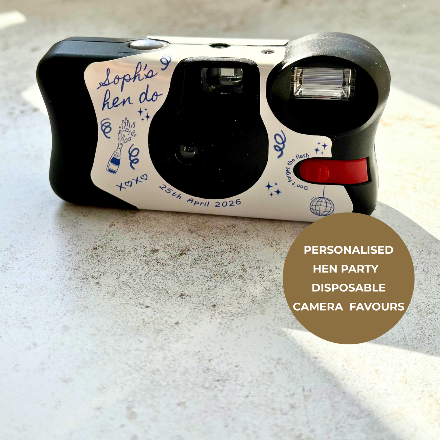 Personalised Blue Line Art Hen Party Camera Wraps for Kodak FunSaver