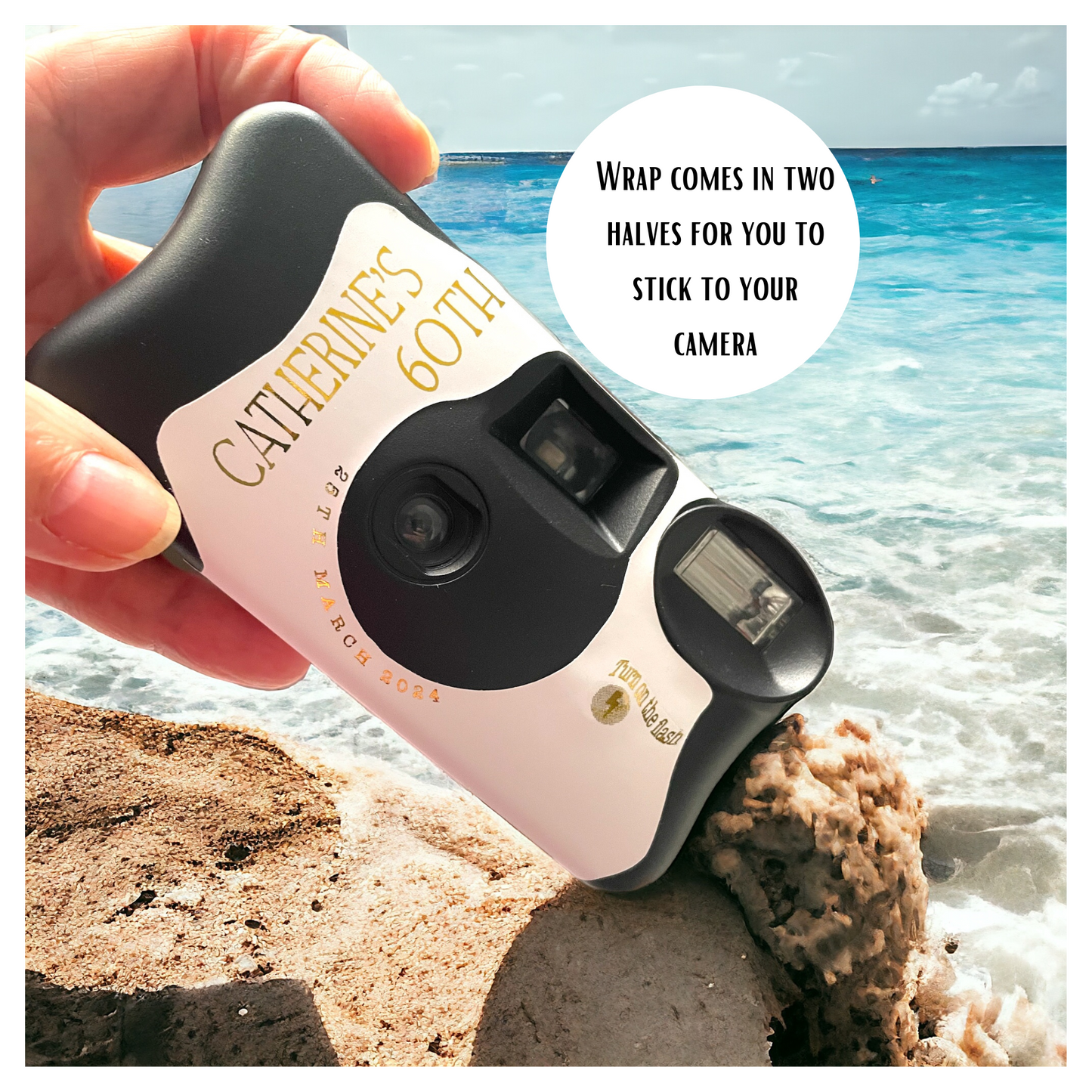 60th Birthday Gold Disposable Camera Sticker