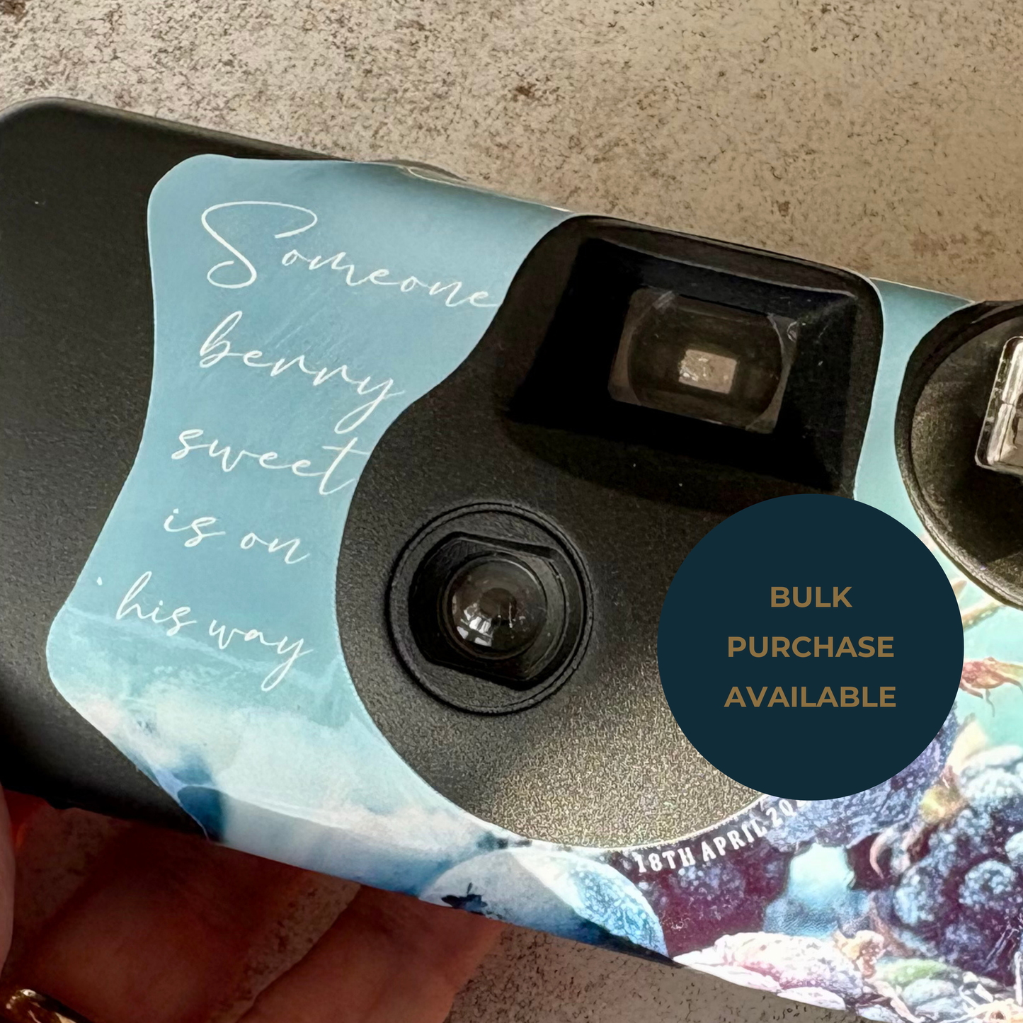 Berry Sweet Personalised Baby Shower Disposable Camera Wraps – Baby Boy Blueberry & Blackberry Theme