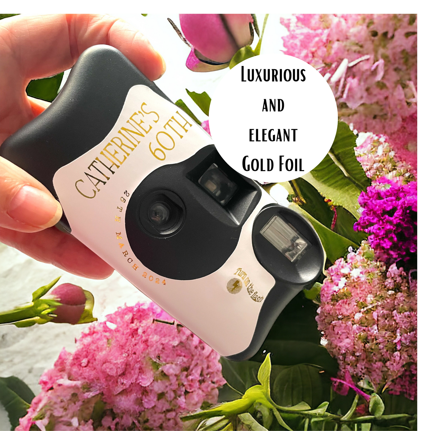 60th Birthday Gold Disposable Camera Sticker