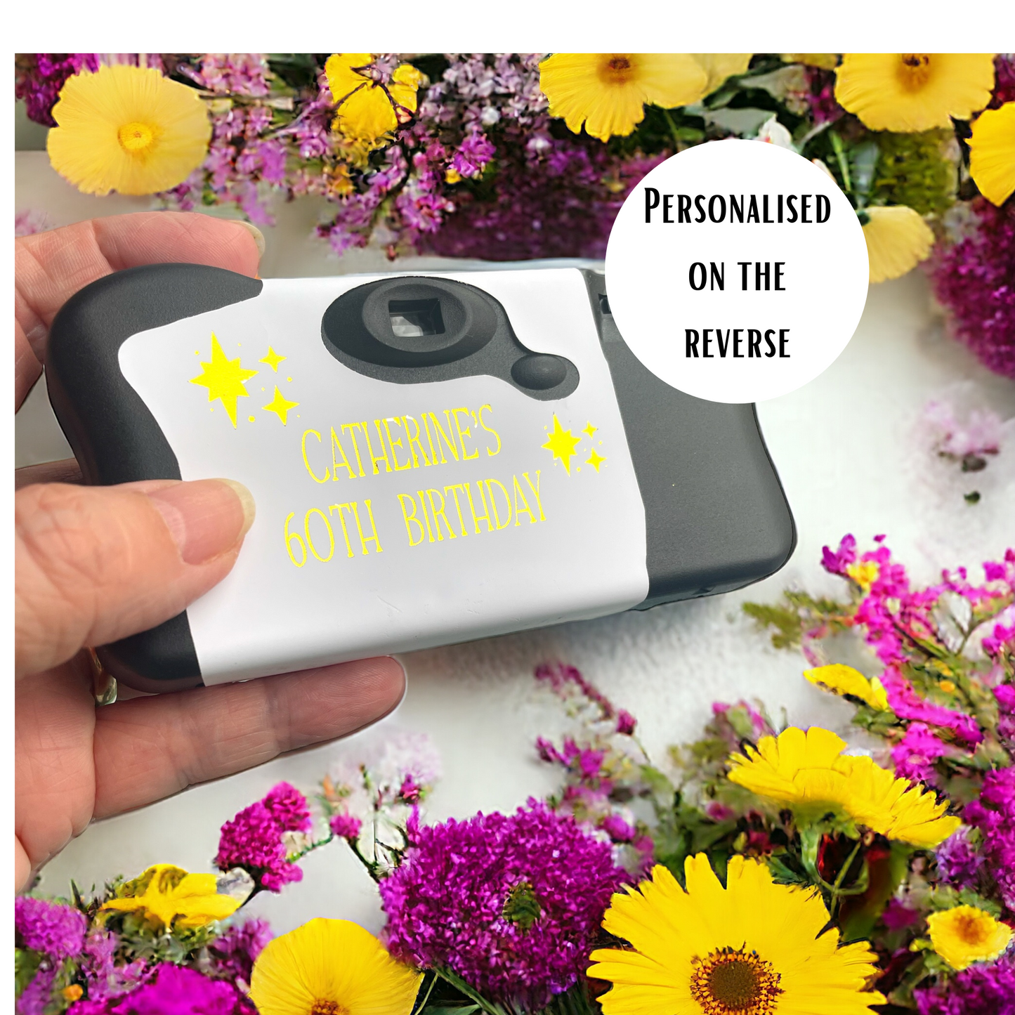 60th Birthday Gold Disposable Camera Sticker