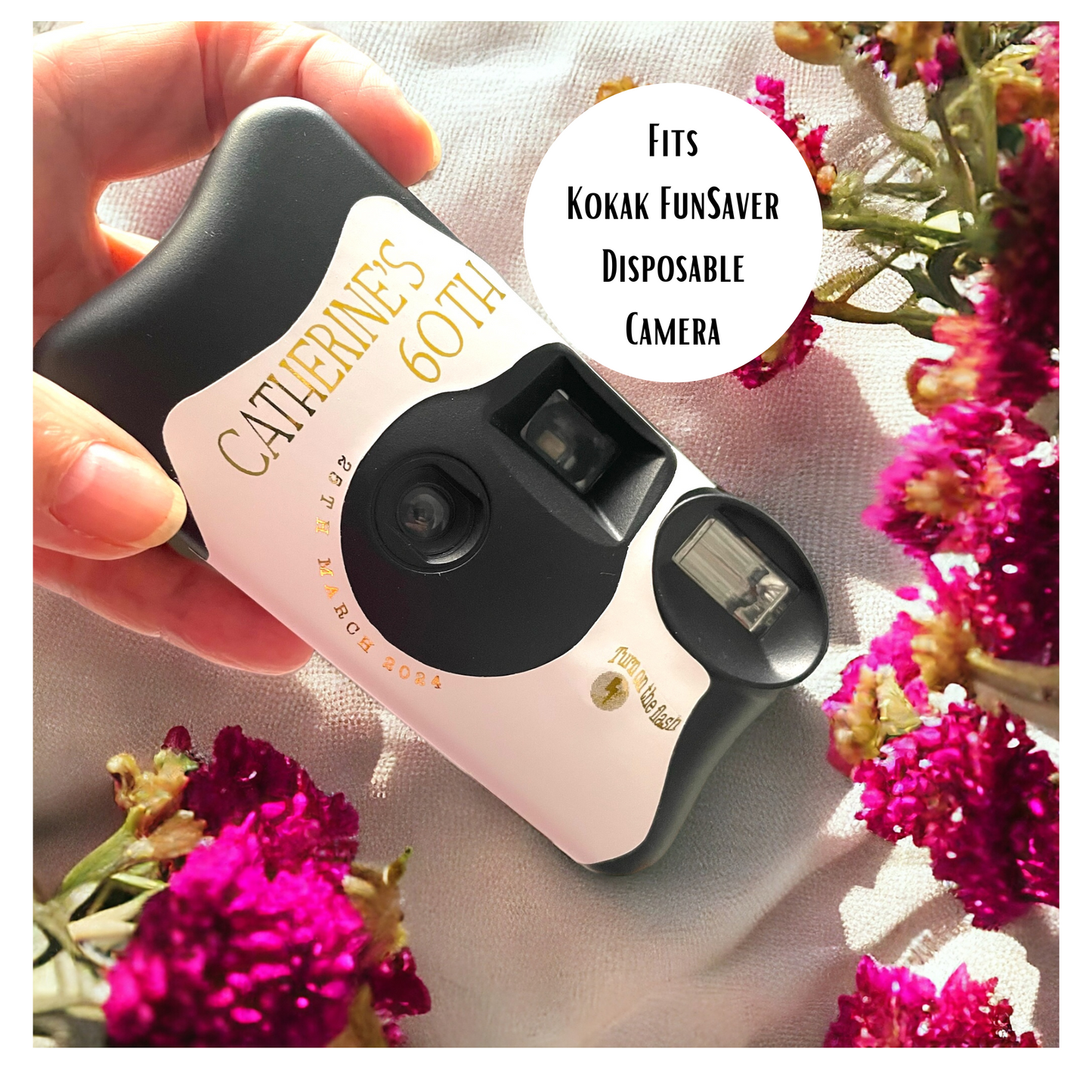 60th Birthday Gold Disposable Camera Sticker