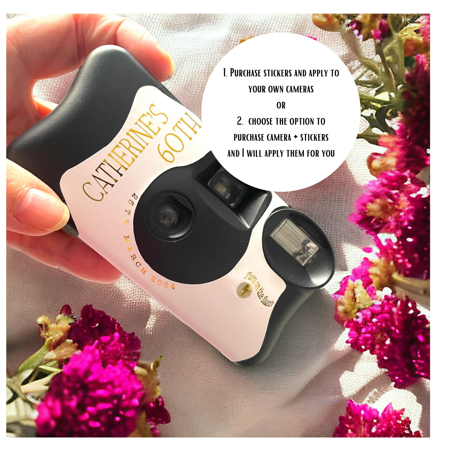 60th Birthday Gold Disposable Camera Sticker