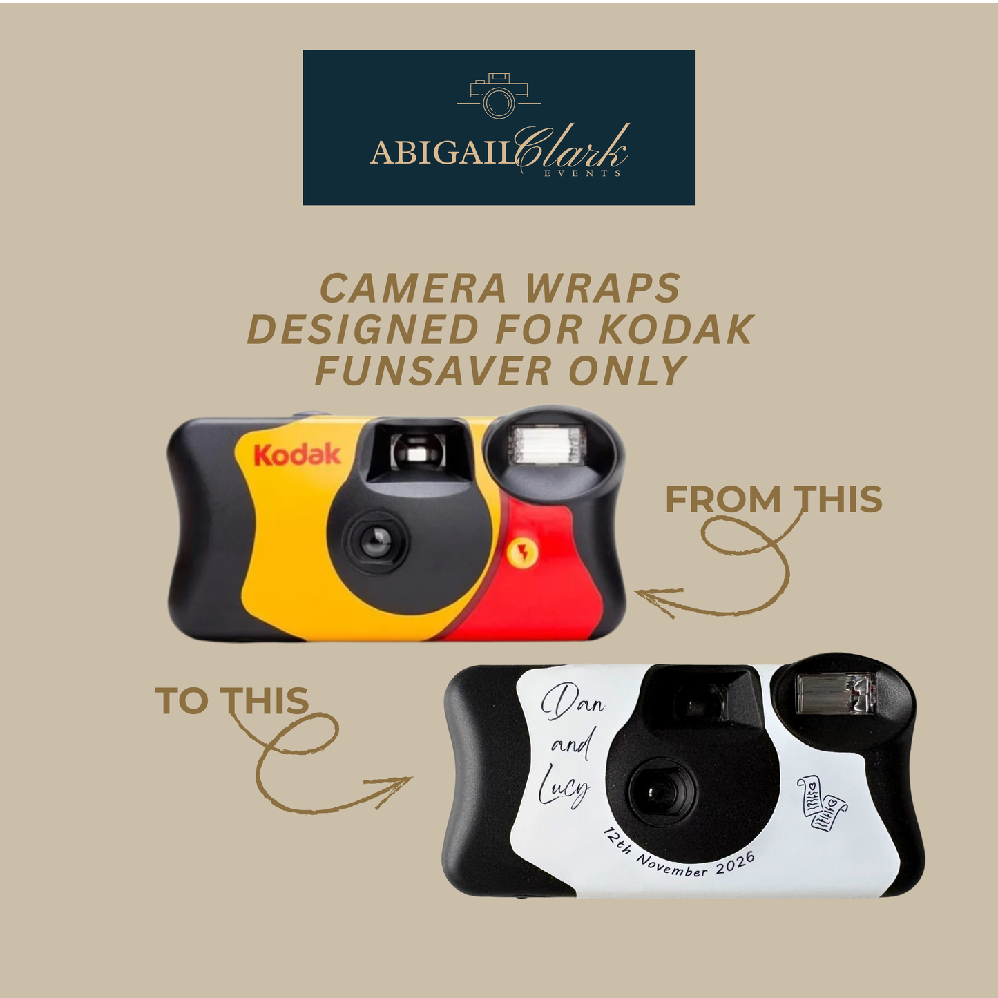 Personalised Minimalist Line Art Wedding Camera Wraps