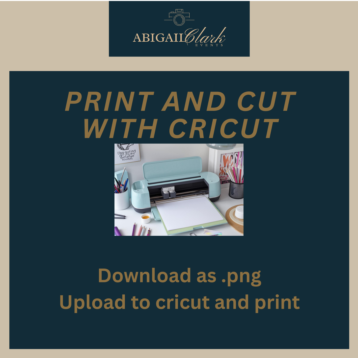 Cricut machine demonstrating how to print and cut the birthday photo prompt cards or camera wrap using a PNG file