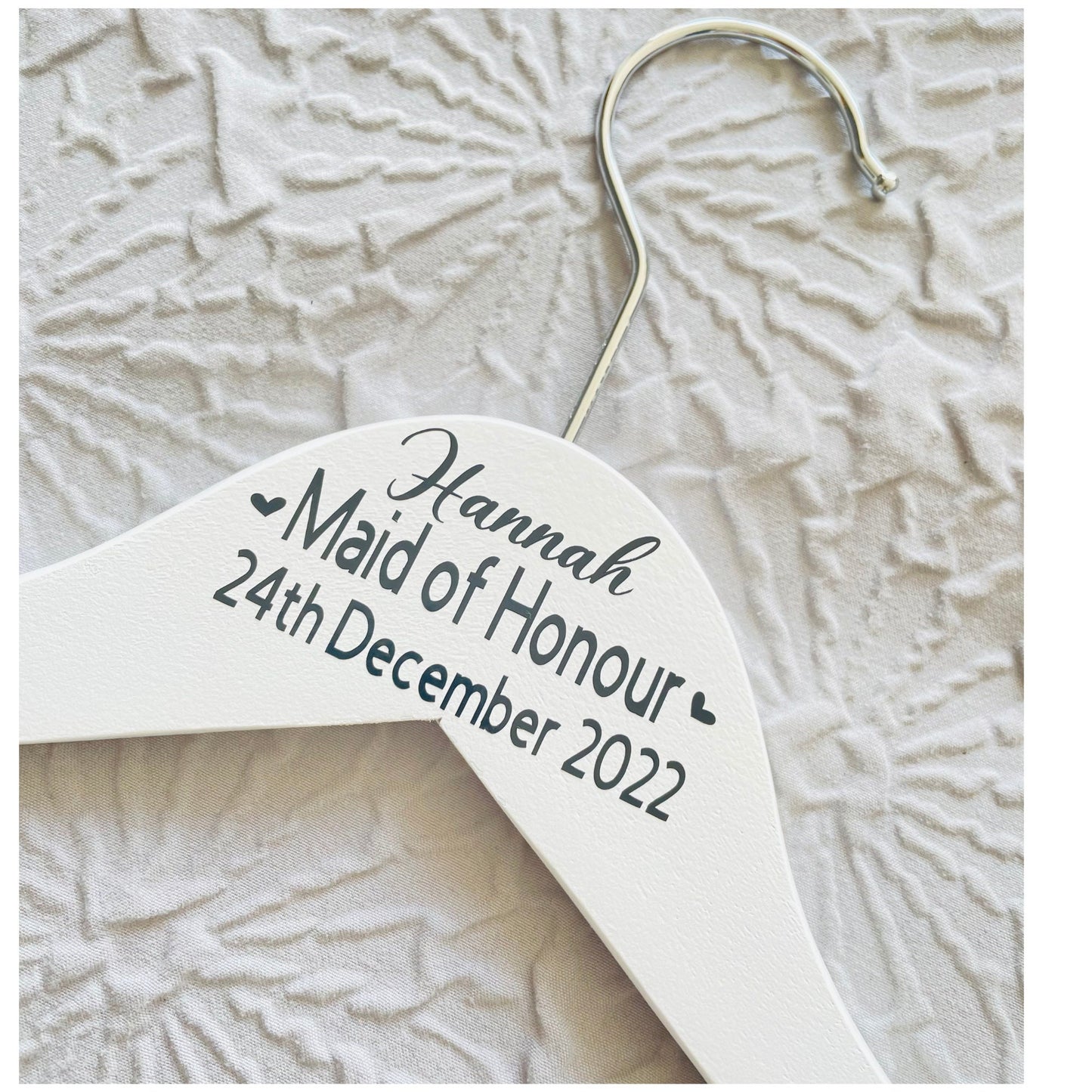 Personalised Wedding Dress Hangers for Bride, Maid of Honour and Bridesmaids