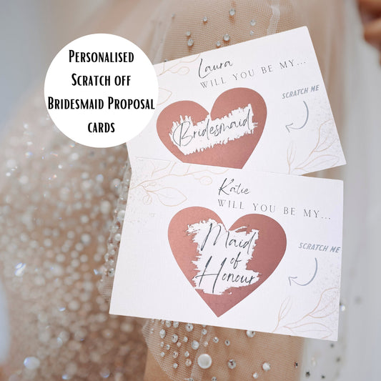 Personalised Heart-Shaped Scratch-Off Bridesmaid Proposal Cards