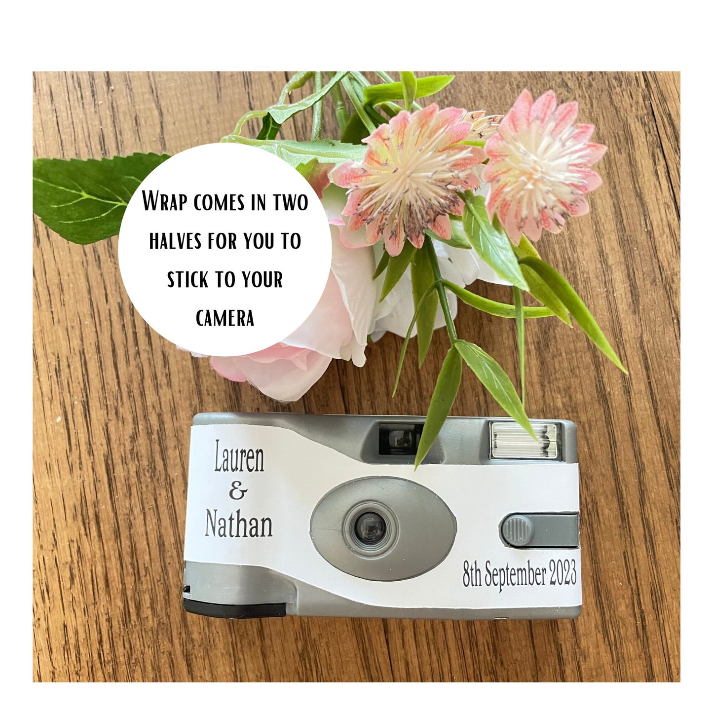 Personalised Wedding Stickers for Agfa Le Box Disposable Camera Favours