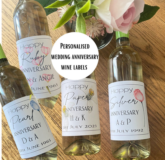 Custom Wine Bottle Labels with Floral Design