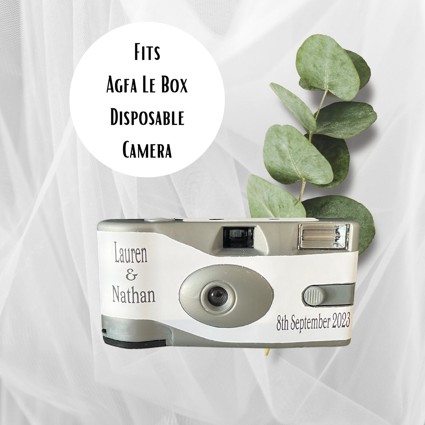 Personalised Wedding Stickers for Agfa Le Box Disposable Camera Favours